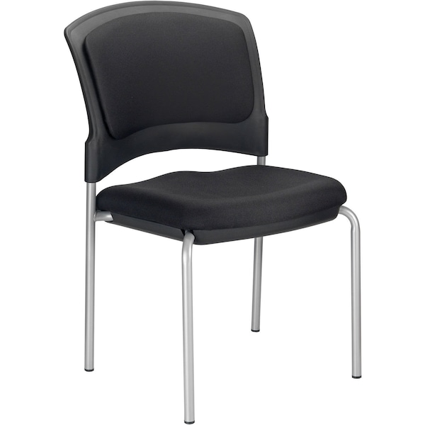 Stacking Chair, Fabric, Black, Armless, Mid Back